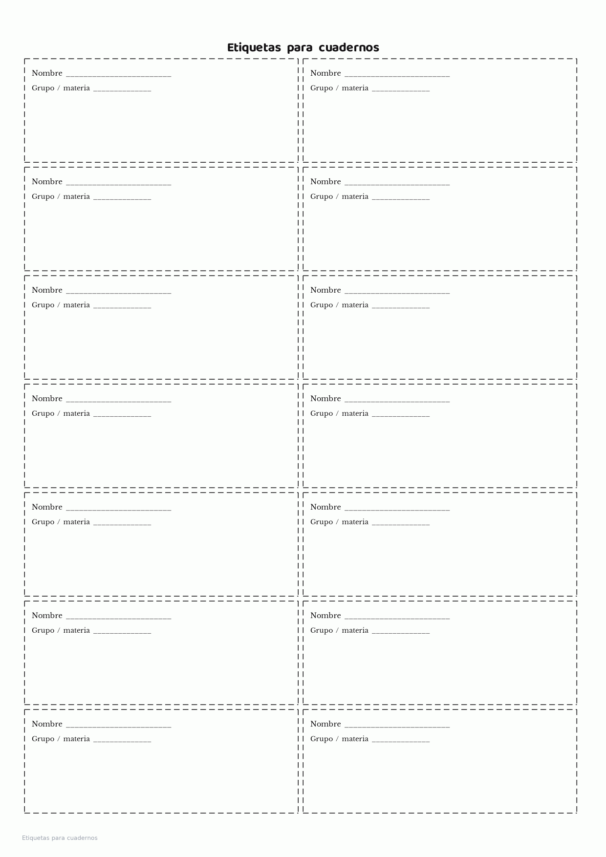 Etiquetas para cuadernos