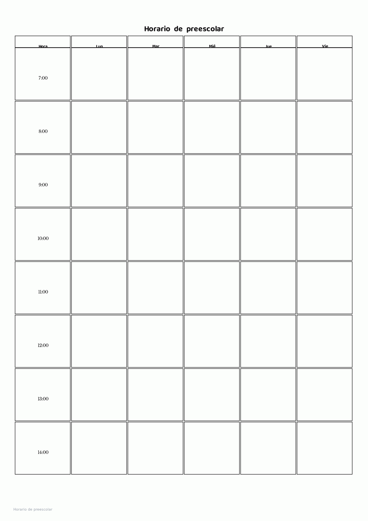 Horario de preescolar