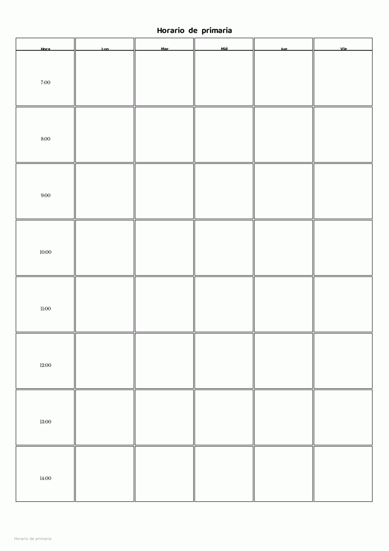Horario de primaria
