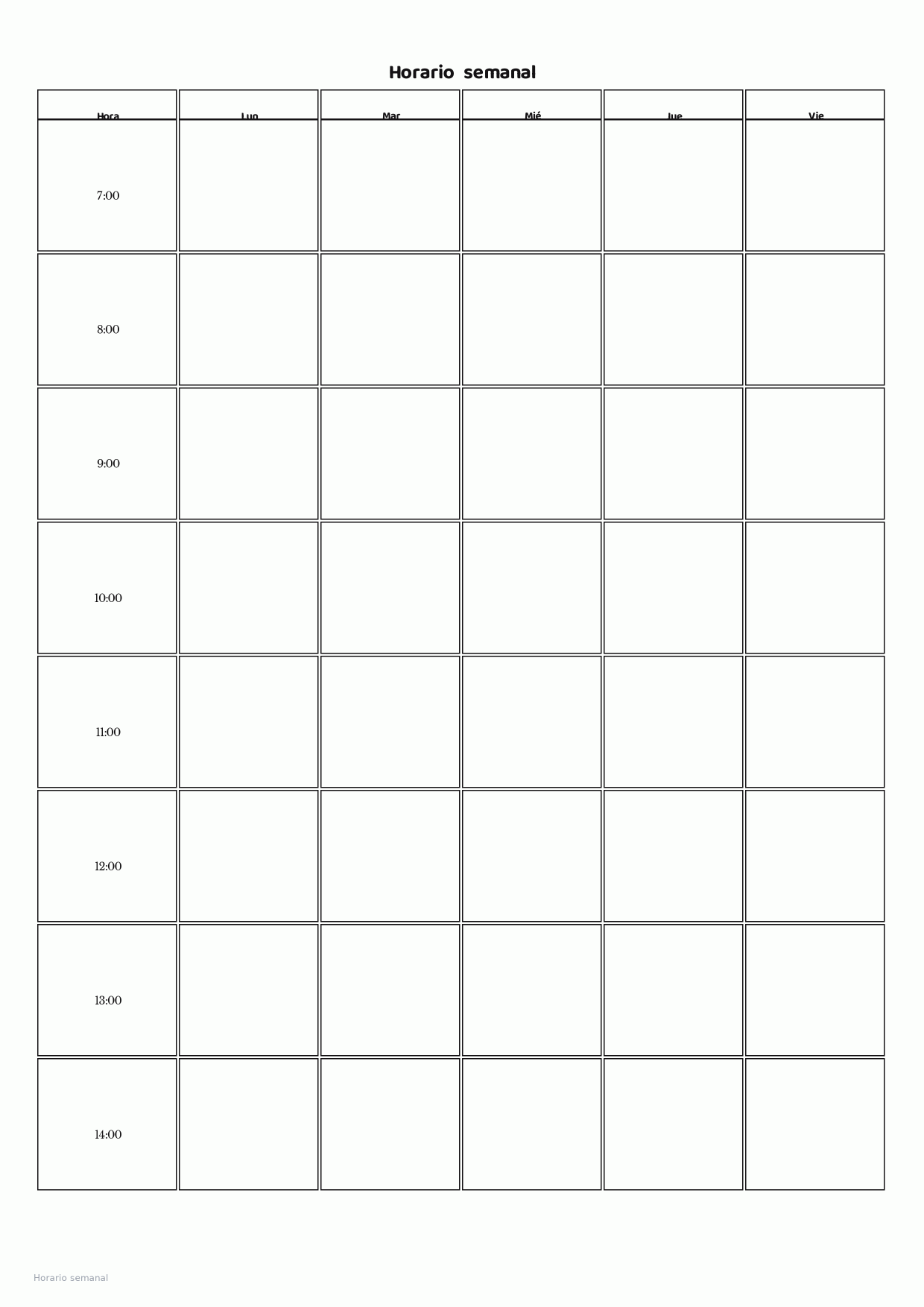 Horario semanal