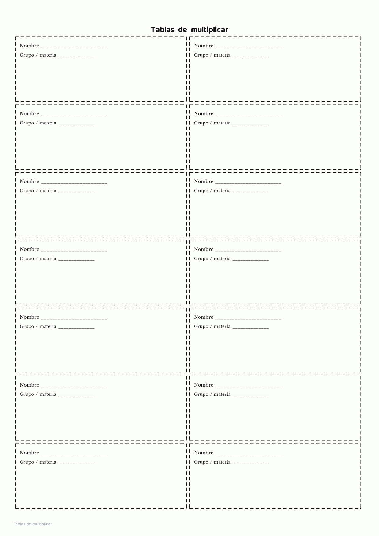Tablas de multiplicar
